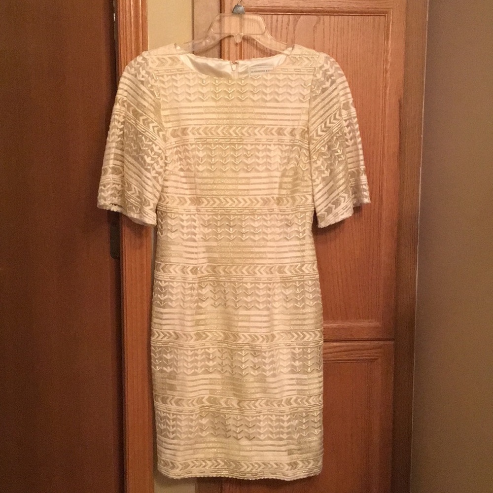 Cream and gold metallic dress